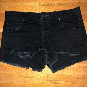 Free People black denim shorts